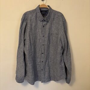 Banana Republic Men's Camden Fit 100% Linen‎ Shirt Button Up Blue Striped L